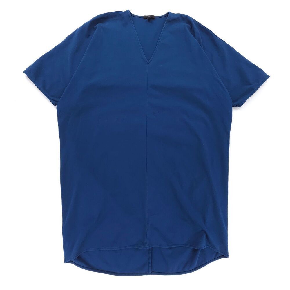 COS Oversized Slouchy Dolman Sleeve Tunic Dress Teal Blue Lagenlook Boho Minimal